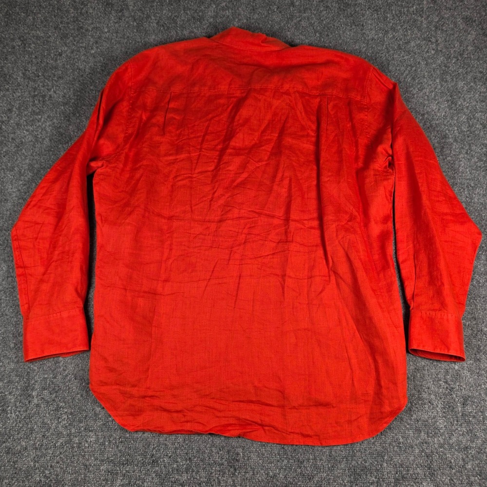 Tommy Bahama Button Up Shirt Mens XL Red/Orange 100% Linen Long Sleeve - Picture 6 of 6
